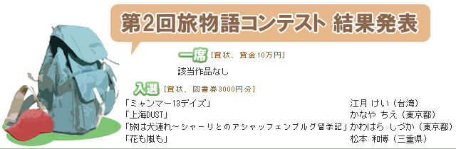 第2回旅物語コンテスト 結果発表